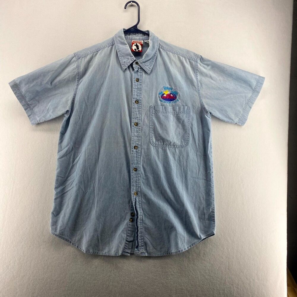 Disney Vacation Club Embroidered Denim Button Down Shirt Ladies Size L